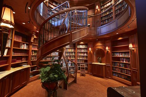 Richard and Donna Clayton built this two-story library in the custom home they completed in 2013 in Paradise Valley, Arizona.STEVE CRAFT FOR THE WALL STREET JOURNAL Libraries That Inspire - WSJ. Huge Library In House, Huge Home Library, Large Library Room, Two Story Library Home, 2 Story Library, Library In House, Classic Home Library Design, Two Story Library, Round Library