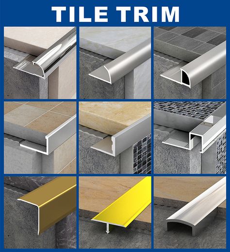 TILE TRIM Tile Metal Edge Trim, Aluminum Tile Edge Trim, Tile Corners Edge, Tile Trim Edge Kitchen Backsplash, Finish Tile Edge, Tile Trim In Bathroom, Tile Edging Trim Ideas, Tile Edge Trim Ideas, Tile Trim Ideas