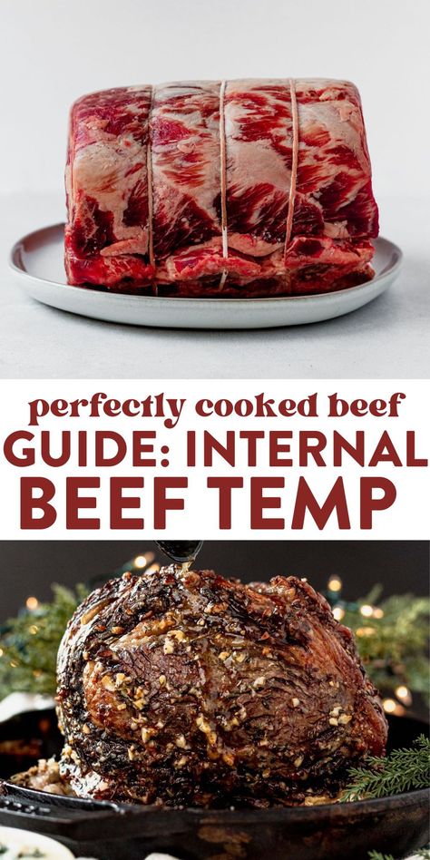 The very best way to cook your beef to proper degree of doneness is by using the internal temperature as a guide to capture the cooked beef temperature. This post will explain each type of beef, varying temperatures of doneness and the best tools to use! Steak, ground beef, or roast. Plus, beef recipes! Beef Temperature Guide, Internal Meat Temperature Chart, Roast Beef Temperature Chart, Steak Temperature Chart, Meat Temperature Chart, Meat Temperature Guide, Steak Temperature, Rare Roast Beef, Teriyaki Burgers