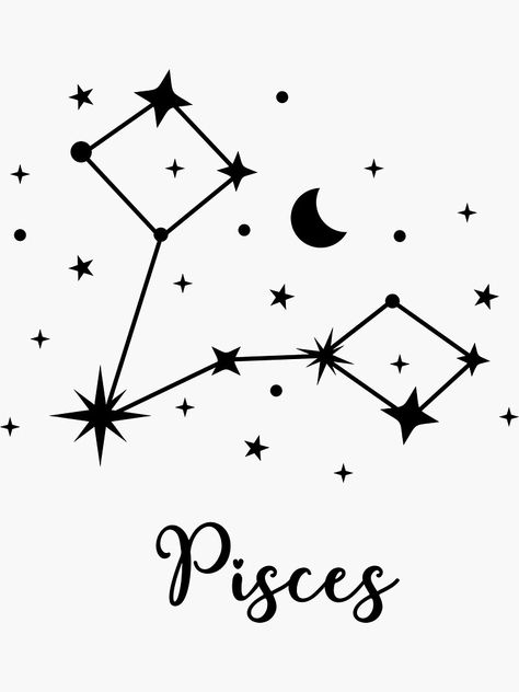 Pisces Constellation Tattoo Stars, Pisces Art Drawing, Virgo Drawings, Star Signs Personality, Pisces Embroidery, Pisces Star Constellation, Pisces Constellation Art, Image Cricut, Pisces Design