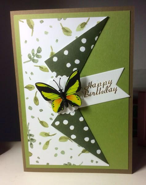 Green Cards Handmade, Thank You Card Homemade Cute Ideas, 5 X 7 Cards, Handmade Cards With Butterflies, Butterfly Handmade Cards, Green Birthday Card, Artistic Cards, Sticker Cards, Scrapbook Vintage