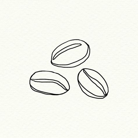 How To Draw Coffee Beans, Coffee Related Tattoos, Coffee Bean Doodle, Coffee Pattern Illustration, Coffee Beans Tattoo, Coffee Drawing Illustration, Coffee Doodle Art, Coffee Bean Drawing, Coffee Bean Tattoo