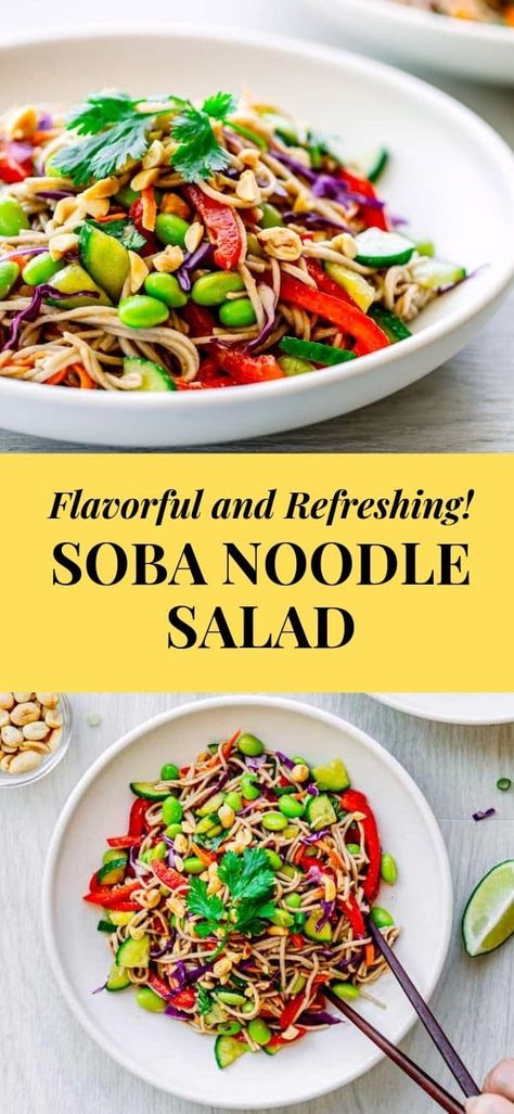 Soba Salad, Noodles Salad, Asian Salad Dressing, Soba Noodle Salad, Soba Noodles Salad, Asian Side Dishes, Noodle Salad Recipes, Soba Noodle, Healthy Asian