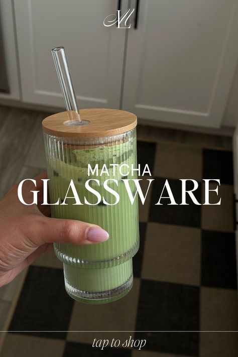 Elevate your morning matcha with this sleek glassware! If you're looking for elegant glassware to enhance your matcha experience, Amazon offers a variety of options that blend aesthetics with functionality. Tap to shop! Matcha Organization, Matcha Wisk Aesthetic, Matcha Tea Set Aesthetic, Matcha Glass Cup, Iced Coffee And Matcha Aesthetic, Matcha Food And Drink Aesthetic, Elegant Glassware, Morning Matcha, Essential Kitchen Tools