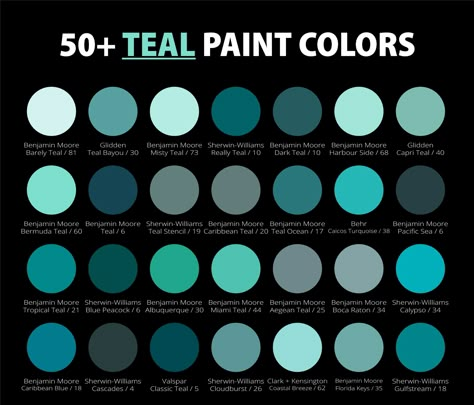 50+ Best Teal Paint Colors to Buy in 2024 (Home Interior & Exterior) – CreativeBooster Shades Of Teal Color Palettes, Aqua Color Aesthetic, Teal Office Decor Ideas, Orange Teal Color Palette, Teal Wall Paint, Teal And Grey Living Room, Teal Color Combinations, Teal Room Ideas, Light Teal Paint