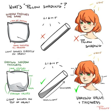 Line Thickness Tutorial Drawing, Pillow Shading, Shading Tips, Draw Tutorial, Art Advice, Drawing Help, Art Help, Drawing Refs, Digital Painting Tutorials