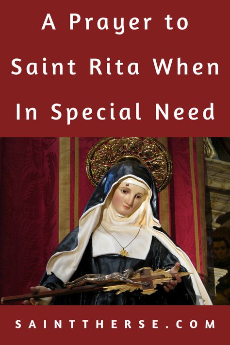 A Prayer to Saint Rita When In Special Need Saint Rita Of Cascia Prayer, St Rita Novena Prayer, Prayer To St Rita, Prayers Before Bed, Rita Of Cascia, Nothing Is Impossible With God, St Rita Of Cascia, Saint Rita, St. Rita