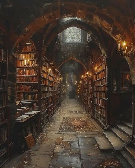 Cool Libraries, Old Castle Interior, Old Money Interior Design, Old Money Interior, Dungeon Aesthetic, Dream Library, Old Library, Library Aesthetic, Fantasy House