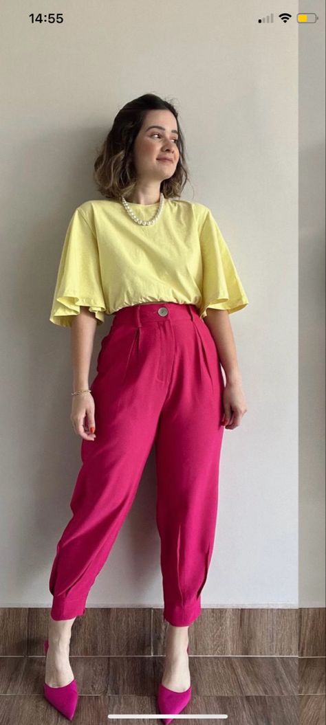 Colorful Wardrobe, Color Blocking Outfits, Color Combinations For Clothes, Everyday Fashion Outfits, Casual Day Outfits, Elegante Casual, Pink Pants, Fancy Outfits, Professional Outfits