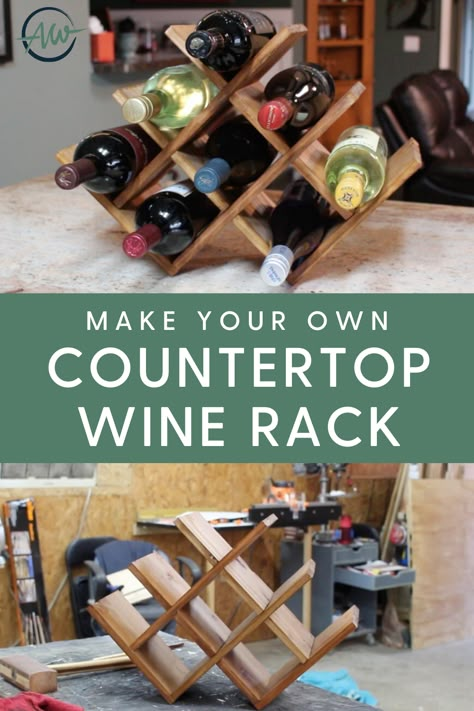 Diy Wine Rack Design, Diy Wine Racks, Wine Rack Inspiration, Unique Wine Rack, Diy Wine Rack Projects, Wine Rack Projects, Diy Countertop, Wine Rack Ideas, Countertop Wine Rack