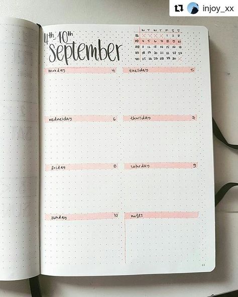 1,968 Likes, 8 Comments - 🔹Bullet Journal Inspire 🇧🇷 (@bujoinspire) on Instagram: “#Repost @injoy_xx (@get_repost) ・・・ weekly spread” Journal D'inspiration, Minimalist Bullet Journal, Bullet Journal Page, Bullet Journal 2020, Bullet Journal 2019, Bullet Journal Notes, Bullet Journal Weekly Spread, Bullet Journal Aesthetic, Bullet Journal Notebook