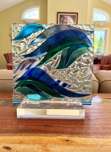 This Wall Decor item by ArcLightGlass has 13 favorites from Etsy shoppers. Ships from United States. Listed on May 5, 2024 Small Mosaic, Green Waves, Glass Art Products, Fused Glass Panel, Glass Fusion Ideas, Fused Glass Artwork, Colorful Borders, Glass Fusing Projects, Glass Art Projects