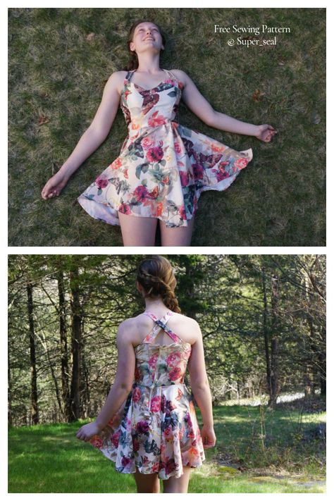 Fabric Summer Dress Free Sewing Pattern | Fabric Art DIY Sun Dress Pattern Free Womens, Sundress Sewing Patterns Free, Summer Dress Free Pattern Sewing, Halter Dress Sewing Pattern Free, Free Sundress Patterns For Women, Free Sundress Pattern, Diy Sundress Pattern, Summer Dress Sewing Patterns Free, Halter Top Sewing Pattern Free