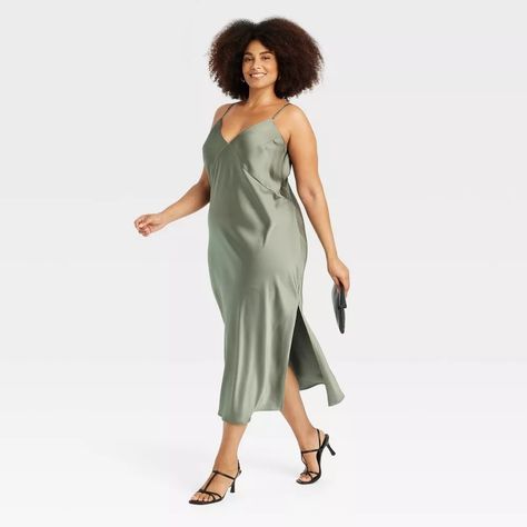 25 Gorgeous Dresses From Target To Wear To Your Next Fall Wedding Witch Capsule Wardrobe, Farm Witch, Grown Up Style, Green Slip Dress, Green Silk Dresses, Target Dresses, Green Bridesmaid, Midi Slip Dress, Ballet Dress