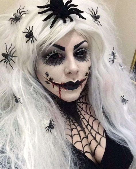 Spider Witch Costume Diy, Spider Queen Costume Diy, Spider Witch Makeup, Spider Queen Makeup, Spider Queen Costume, Spider Woman Halloween, Spider Witch Costume, Halloween Spider Makeup, Pumpkin Challenge