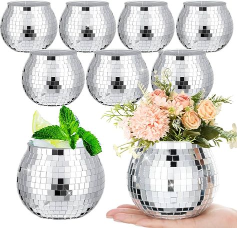 Amazon.com: Yungyan 4 Pcs Disco Ball Flower Vase Disco Ice Bucket Plastic Disco Party Champagne Ice Bucket Disco Ball Planter Vase for Wedding Table Centerpieces Birthday Party Christmas Decoration (8 Inch) Disco Ball Graduation Party, Disco Party Table Decorations, Disco Table Decorations, Table Centerpieces Birthday, Champagne Centerpiece, Centerpieces Birthday Party, Disco Ball Planter, Disco Ball Wedding, Centerpieces Birthday