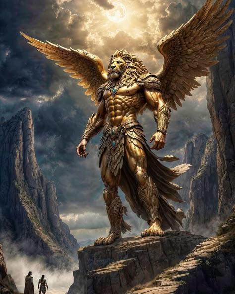 God Iphone Wallpaper, Lion Angel, Armored Angel, Archangel Michael Tattoo, Lion Hd Wallpaper, Seraphim Angel, Angel Of God, Fantasy Settings, Lion Mask