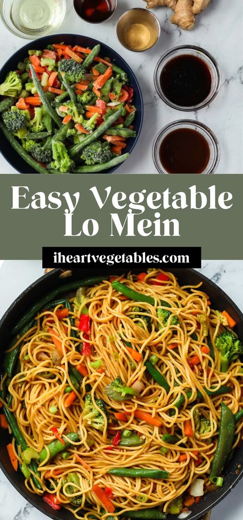 Chinese Noodles With Vegetables, Vegetarian Lo Mein Recipe, Lo Mein Recipe Plain, Vegetable Noodles Recipe, Vegetable Spaghetti Recipes, Veggie Stir Fry With Noodles, Veggie Lo Mein Recipe, Spaghetti Vegetables, Noodle Sauce Recipe