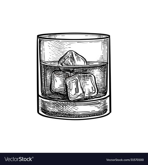 Ice Drawing, Coffee Cup Tattoo, Pen Art Work, Inktober 2023, Doodle Tattoo, Whisky Glass, Engraving Illustration, Hand Drawn Vector Illustrations, Background Drawing