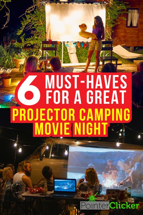 Turn your camping trip into a cinematic adventure with these 6 must-haves for a great projector camping movie night. Delight in the magic of outdoor movie nights under the stars as you explore the world of projector camping. From fun camping projector ideas to finding the perfect projector for camping, we've got you covered. With this camping and projector tips, you can create unforgettable memories with a projector while camping. Indulge in the ultimate outdoor projector camping movie nights. Camping Projector Screen, Garage Movie Night, Outdoor Projector Ideas, Camping Projector, Camping Movie Night, Outdoor Movie Night Party Ideas, Movie Projector Outdoor, Projector Movie Night, Camping Movies