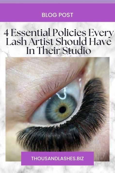 4 ESSENTIAL POLICIES EVERY LASH ARTIST SHOULD HAVE IN THEIR STUDIO In the world of eyelash extensions, there are so many things to consider when it comes to the business of lashes. From pricing to marketing, there is a lot that goes into making a successful business. One of the most important factors when starting up your own lash salon is ensuring that you have all of the correct policies and procedures in place. Eyelash Artist, Eyelash Salon, Lash Extensions Styles, Lash Salon, Artist Tips, Types Of Curls, Lash Artist, Successful Business, Lash Extensions