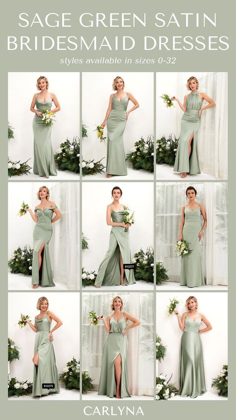 Sage Green Satin Bridesmaid Dresses, Green Satin Bridesmaid, Green Satin Bridesmaid Dresses, Sage Green Bridesmaid, Gorgeous Bridesmaid Dresses, Sage Bridesmaid Dresses, Green Satin Dress, Bridesmaid Dress Collection, Satin Bridesmaid Dress