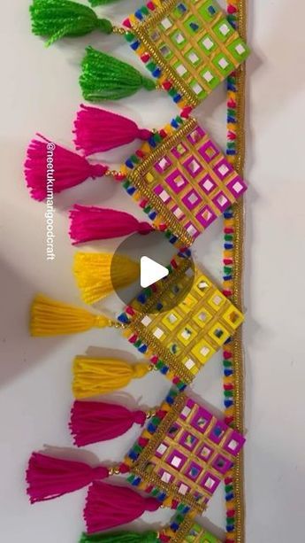 Waste Material Craft Ideas Decoration, Diy Toran Ideas Easy, How To Make Toran For Diwali, Wool Wall Hanging Diy, Toran Making Ideas For Kids, Toran Making Ideas, Toran Diy, Diy Toran, Macrame Toran Designs