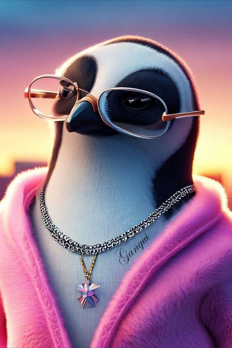 Her Pink Hoodie, glasses and the silver Chain is perfectly match w. eachother and her... Pink Hoodie, Penguins, Silver Chain, Chain, Silver, Pink, Art