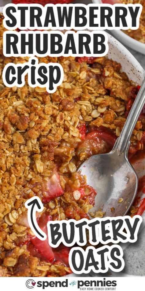 Strawberry Rhubarb Crisp Strawberry Rhubarb Crunch, Strawberry And Rhubarb Recipes, Rhubarb Strawberry Crisp, Strawberry Rhubarb Crisp Recipe, Rhubarb Desserts Recipes, Crunchy Oatmeal, Recipes Muffins, Rhubarb Recipes Crisp, Recipe Keeper