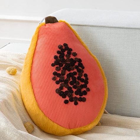 Novelty Throw Pillows, Fun Bed Pillows, Fruit Throw Pillows, Fun Pillows Bed, Fun Shaped Pillows, Fun Couch Pillows, Fun Pillows For Couch, Food Shaped Decor, Fruit Couch