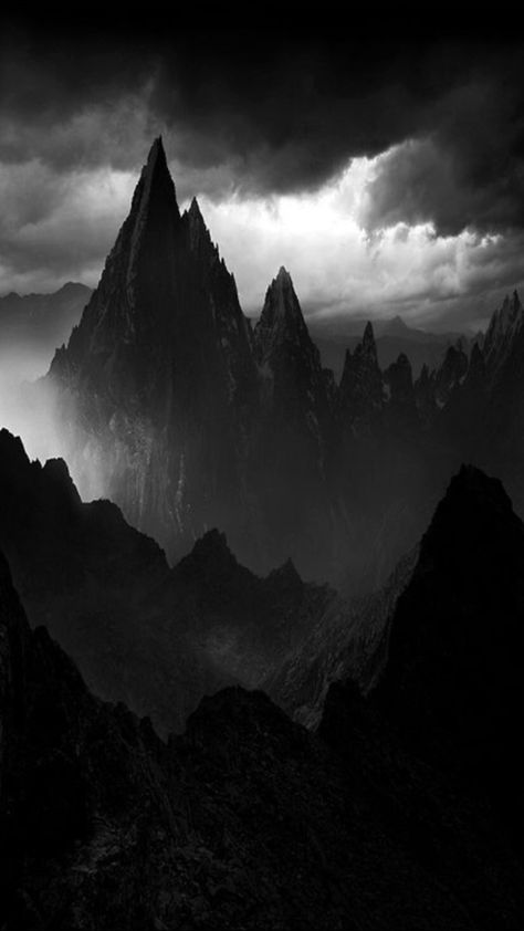 Black and white mountain wallpaper Clouds In The Sky, Scenic Photography, Great Smoky Mountains, Fantasy Landscape, Fantasy World, Nature Photos, Beautiful World, Beautiful Landscapes, Wonders Of The World