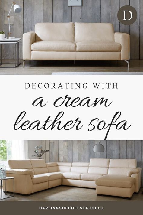 Decorating with a neutral colour like cream can seem easy, but it’s still important to select colours, fabrics and accessories carefully to achieve a coherent scheme. We show you how. #creamsofa #luxurysofa #darlingsofchelsea Cream Sofa Living Room Color Schemes, Cream Leather Sofa Living Room, Beachy Boho Living Room, Leather And Fabric Sofa, Living Room Inspiration Farmhouse, Leather Sofa Decor, Modern Luxury Sofa, Cream Sofa Living Room, Cream Colored Sofa