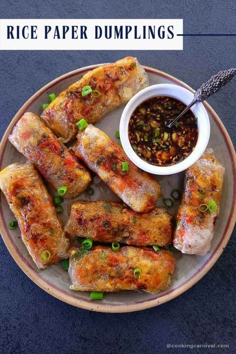 Crispy Rice Paper Dumplings, Crispy Rice Paper, Rice Paper Dumplings, Rice Paper Recipes, Crispy Rice, Delicious Vegetables, Sweet Chili Sauce, Rice Crispy, Asian Cooking