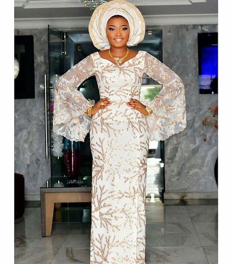 Nigerian Wedding Dresses Traditional, Nigerian Dress Styles, Aso Ebi Style, Nigerian Wedding Dress, Nigerian Outfits, Nigerian Dress, Nigerian Lace Styles Dress, African Wedding Attire, African Lace Styles