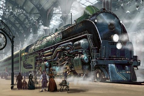 Really big train. by FutureWGworker on DeviantArt Ville Steampunk, ب�يوت ملكية, Steampunk Kunst, Steampunk Vehicle, Steampunk City, 3d Karakter, Steampunk Artwork, Steampunk Tendencies, Steampunk Aesthetic