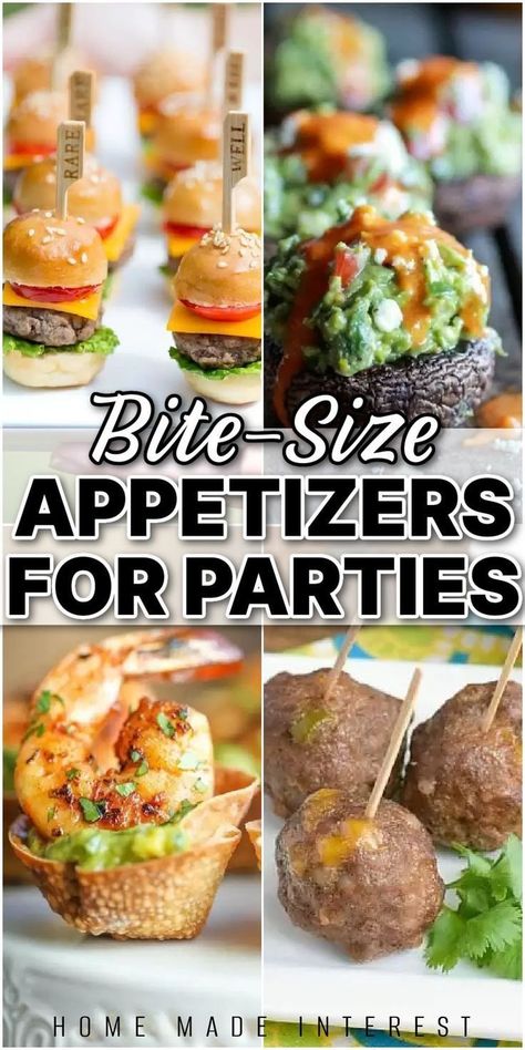 Plan your next party with the BEST bite-size appetizer recipes! This roundup has everything from classic favorites to new twists. Everything is hand-held, easy to make, and absolutely delicious. Perfect for holiday parties, game day watch parties, special occasions and more! Bite Size Appetizers Easy, Heavy Appetizers, Bite Size Appetizers, Best Appetizer Recipes, Quick And Easy Appetizers, Cold Appetizers, Appetizer Bites, Football Food, Easy Appetizer Recipes