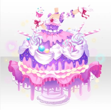 Candy Dress Drawing, Charlotte Cake, Crazy Cake, 귀여운 음식 그림, Ye Ye, Gacha Items, Sketch Fashion, Crazy Cakes, Dress Cake