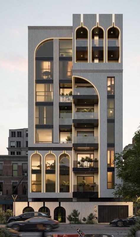 Three Story Apartment Building, 5 Story Building Design, 40 Feet Front Elevation Modern, Apartment Architecture Facade, Modern Building Facade Design, Modern Apartment Building Exterior, Exterior Building Design, Facade Apartment, Decoration Ideas Aesthetic