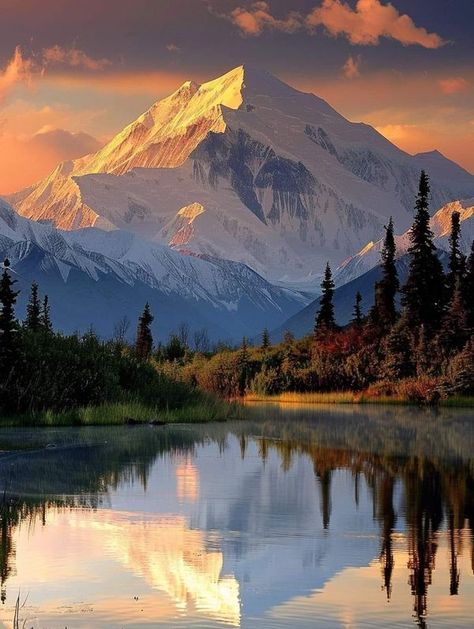 I grew up in Alaska | Denali, Alaska 🇺🇲 | Facebook Western Nature, Mountain Painting Acrylic, Denali Alaska, Gods Masterpiece, Alaska Pictures, Alaska National Parks, Holiday Iphone Wallpaper, Landscape Pics, Forest Lodge