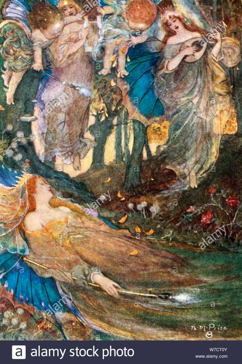 Scene from Shakespeare's A Midsummer Night's Dream. Artist: Unknown Stock Photo Heath Robinson, The Wombats, Water Fairy, Fairy Folk, Fairy Illustration, Arthur Rackham, A Midsummer Night's Dream, Fairy Queen, Midsummer Night's Dream