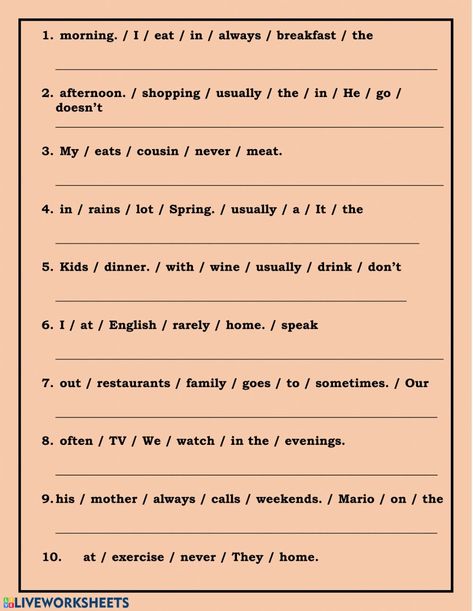 Jumble Sentences Worksheets, Scramble Sentences Worksheets, Basic Grammar Worksheets, Scramble Words Worksheet, Rearrange Sentences Worksheets, Make A Sentence Worksheet, Unscramble Sentences Worksheets, Jumbled Sentences Worksheets, Adverbs Of Frequency Worksheets