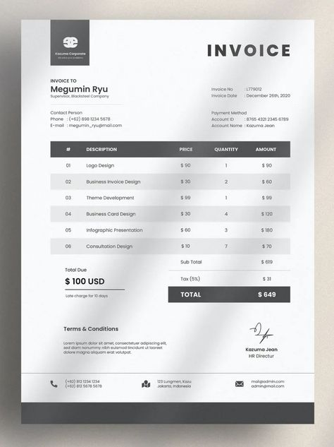 Invoice Design Graphic Designer, Designer Invoice Template, Proforma Invoice Template, Business Invoice Design, Graphic Design Invoice Template, Invoice Graphic Design, Invoice Design Ideas, Modern Invoice Design, Creative Invoice Design