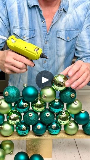 17K views · 377 reactions | Budget-friendly DIY Holiday tree 🎄 | Budget-friendly DIY Holiday tree 🎄  I used 28 Christmas tree ornaments and some hot glue to make this colorful and festive home decor. | By The Gooch | Facebook How To Make An Ornament Tree, Christmas Ball Tree Diy, Diy Styrofoam Christmas Tree Ideas, Styrofoam Trees Christmas Diy, Festive Home Decor, How To Make Christmas Tree, Ornament Tutorial, Wooden Tree, Diy Christmas Tree