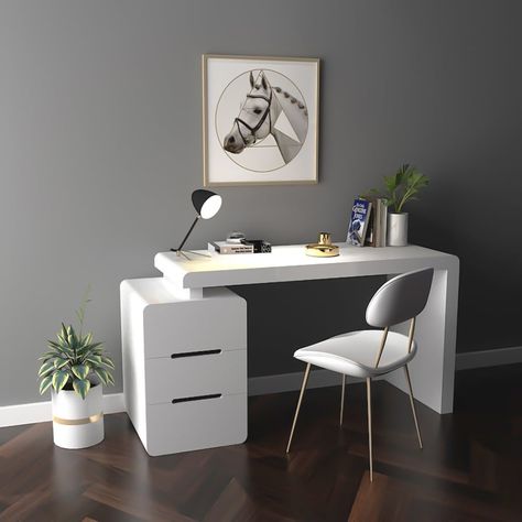 Floating desk with drawers