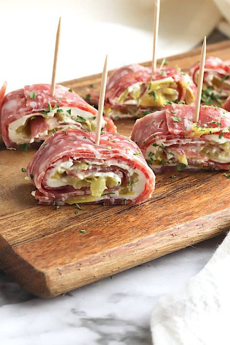 Salami Pinwheels, Super Easy Appetizers, Easy To Make Appetizers, Appetizers For A Crowd, Pinwheel Recipes, Low Carb Appetizers, Appetizers Easy Finger Food, Best Appetizer Recipes, Summer Corn