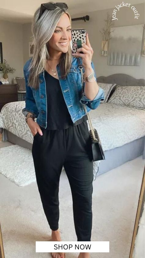 How to Style a Jean Jacket With a Jumpsuit. Casual Jean Jacket Outfits, Jean Jacket Outfits For Women, Style A Black Jumpsuit, Outfit Inspo Casual Summer, Style A Jean Jacket, Outfit For Women Casual, Casual Jumpsuit Outfit, Resort Outfit Ideas, Jumpsuit Outfit Casual