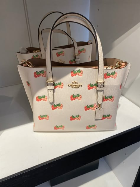 Strawberry Coach Bag, Coach Strawberry Bag, Coach Bag Aesthetic, Coach Purse, Purse Essentials, Luxury Bags Collection, Handbag Essentials, Cute Handbags, Girly Bags