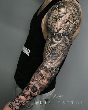 Amazon Jungle Sleeve Voll Arm-tattoos, Aztec Tattoos Sleeve, Jungle Tattoo, Tiger Tattoo Sleeve, Animal Sleeve, Jaguar Tattoo, Mayan Tattoos, Animal Sleeve Tattoo, Leopard Tattoos