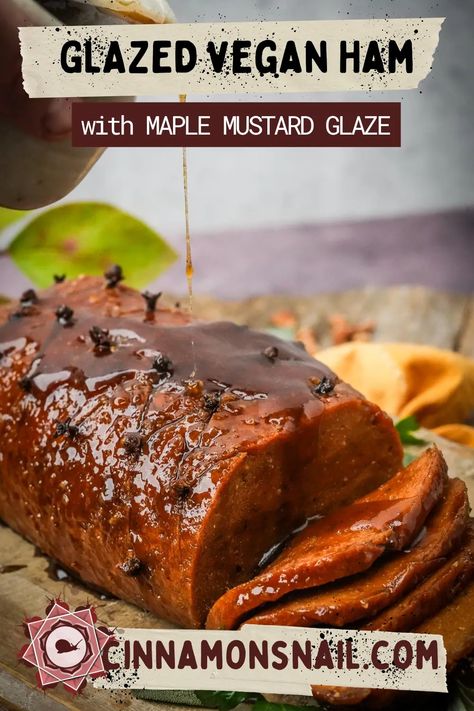 Maple Mustard Glazed Vegan Ham Recipe Honey Ham Recipe, Vegetarian Ham, Vegan Ham Recipe, Vegan Easter Dinner, Vegan Ham, Meal Vegetarian, Vegan Meat Recipe, Traditional Holiday Recipes, Vegan Meat Substitutes