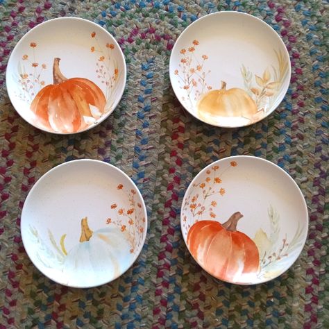 Beautiful Linden Brand Set Of Four Salad Plates. Sturdy Stoneware Plates Microwave And Dishwasher Safe Beautiful Fall Gift. Perfect For Thanksgiving. Ships Promptly In Original Packaging Clay Thanksgiving Crafts, Pottery Painting Ideas Fall, Autumn Pottery Painting, Fall Pottery Painting Ideas, Fall Pottery Painting, Fall Pottery Ideas, Thanksgiving Pottery, Autumn Pottery, Fall Plates